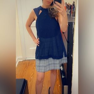 Open back chiffon dress and tweed bottom (one piece) bcbg size 2 gossip girl